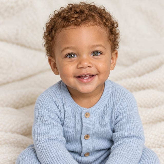 Second version of the AI baby boy, close-up